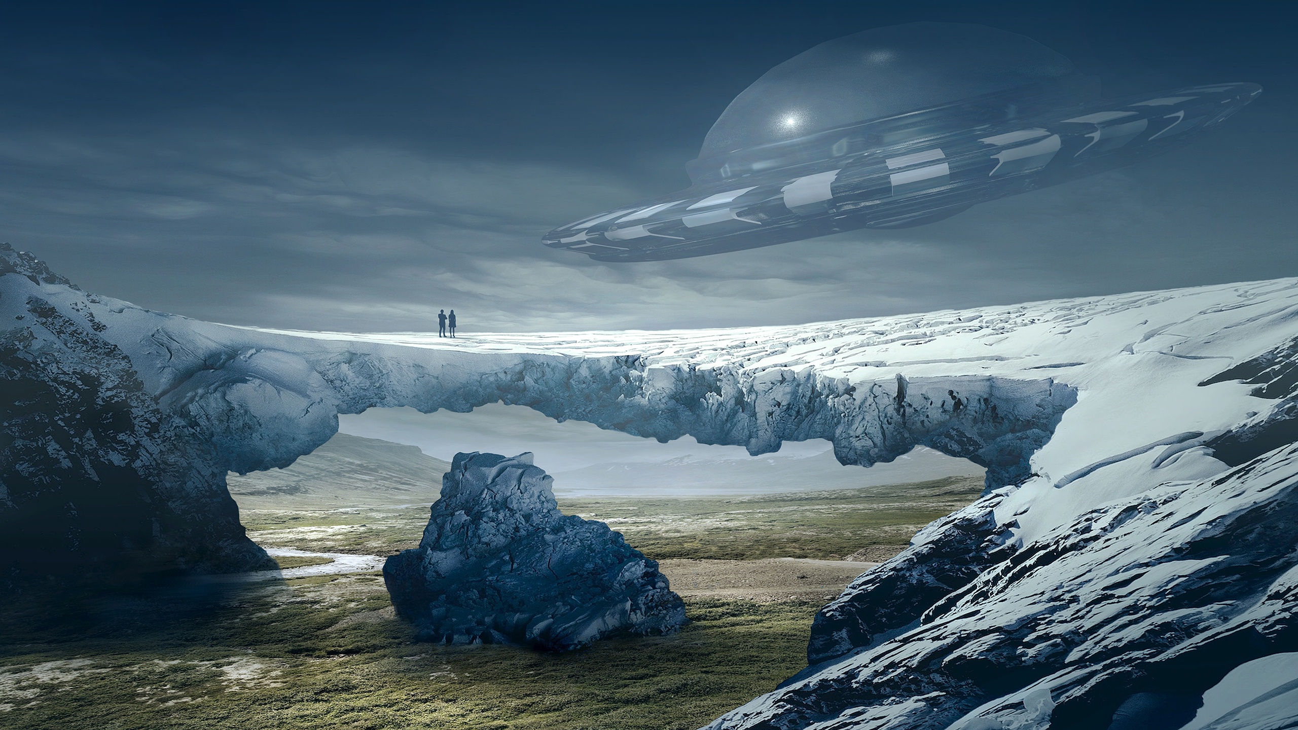 Download UFO Landscape Sci Fi Spaceship HD Wallpaper