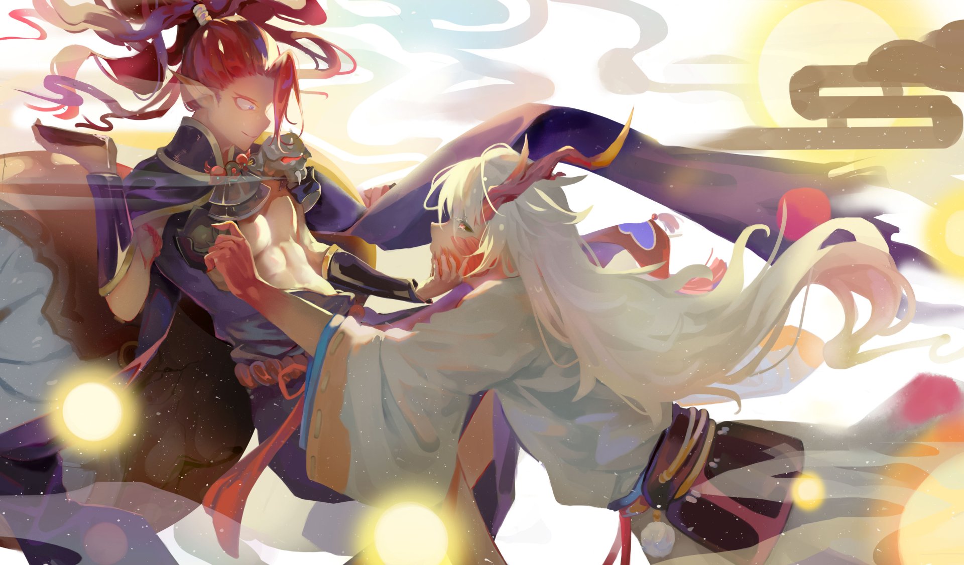 Anime-style Onmyoji characters depicted in dynamic motion against a vibrant, glowing background, rendered in stunning 4K Ultra HD quality for PC desktop.