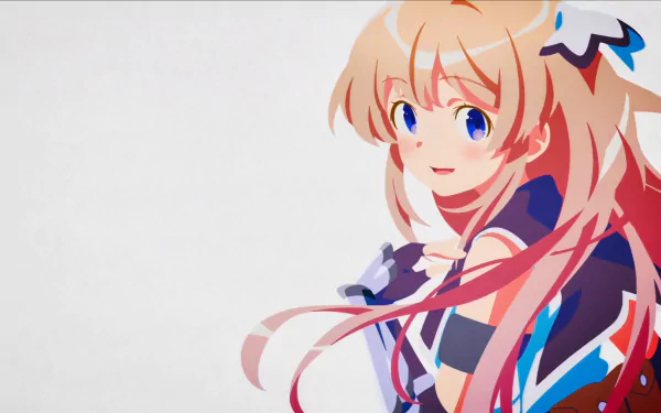 HD anime desktop wallpaper featuring Kuga Asahi from Seven Senses of the Reunion with flowing blonde hair and a vibrant, colorful design.