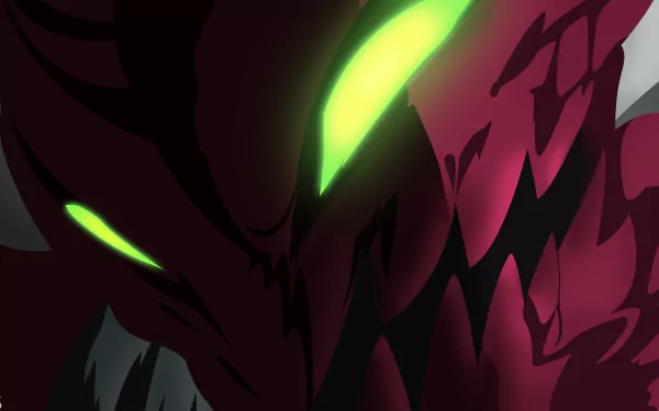 Close-up of Galand from The Seven Deadly Sins anime featuring glowing green eyes in a dramatic 4K Ultra HD PC desktop wallpaper.