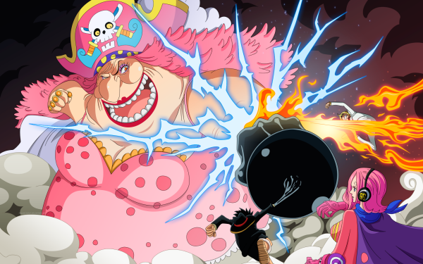 Anime One Piece Charlotte Linlin Monkey D. Luffy Sanji Reiju Vinsmoke HD Wallpaper | Background Image