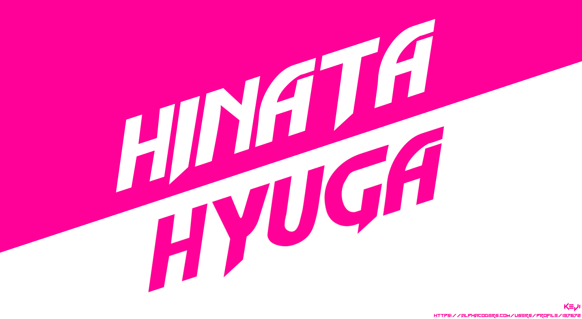 4K Ultra HD PC desktop wallpaper featuring Hinata Hyuga from the anime Naruto with bold pink stylized text on a bright pink background.