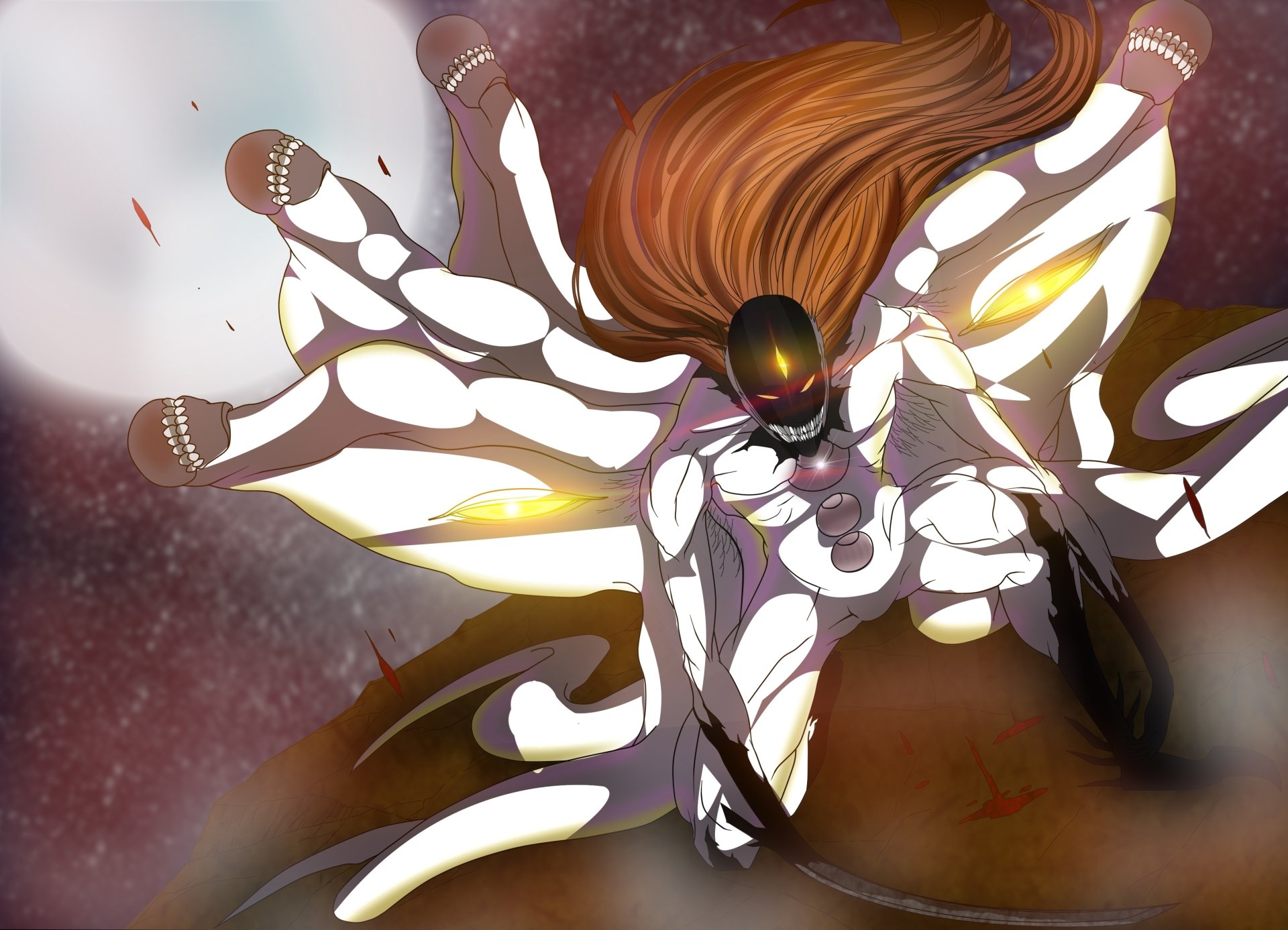 Sōsuke Aizen from Bleach anime in transcendent white form, glowing mask-like face and flowing hair in a dramatic pose — 2K Quad HD PC desktop wallpaper/background.