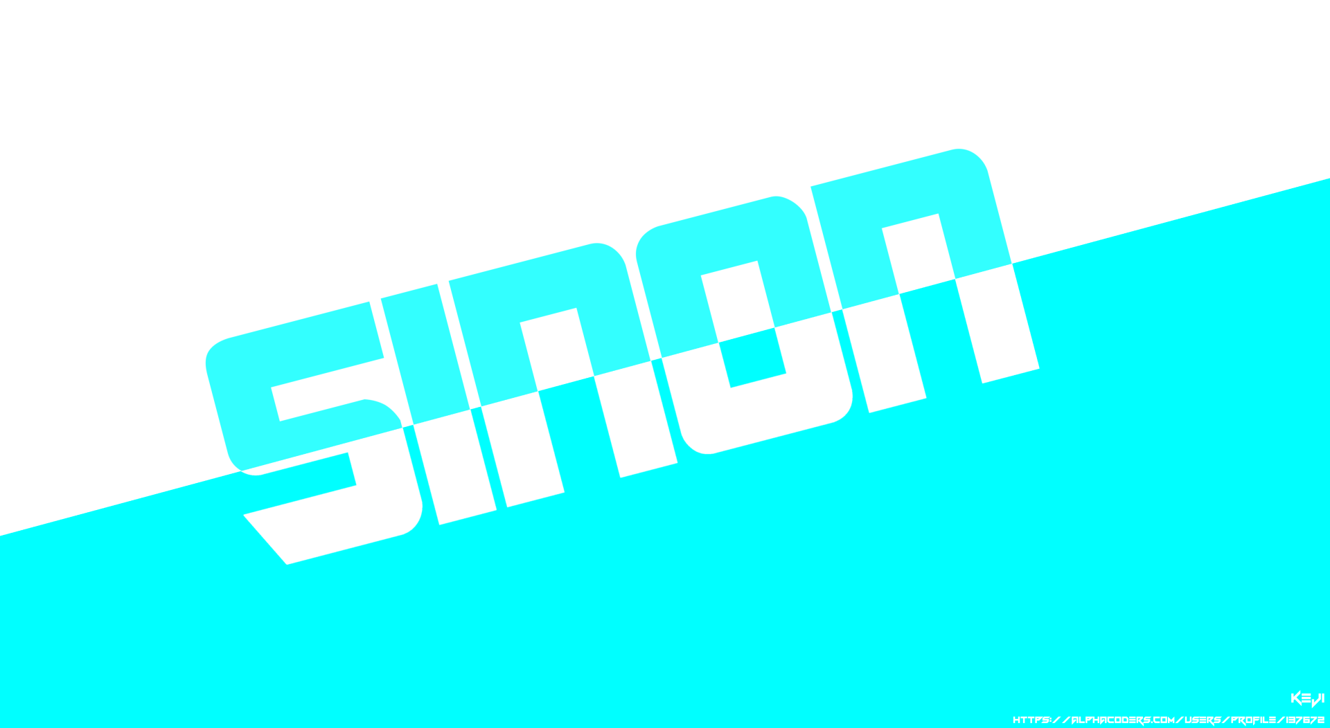 Cyan-and-white 4K Ultra HD PC wallpaper with bold stylized SINON text, referencing Shino Asada from the anime Sword Art Online.