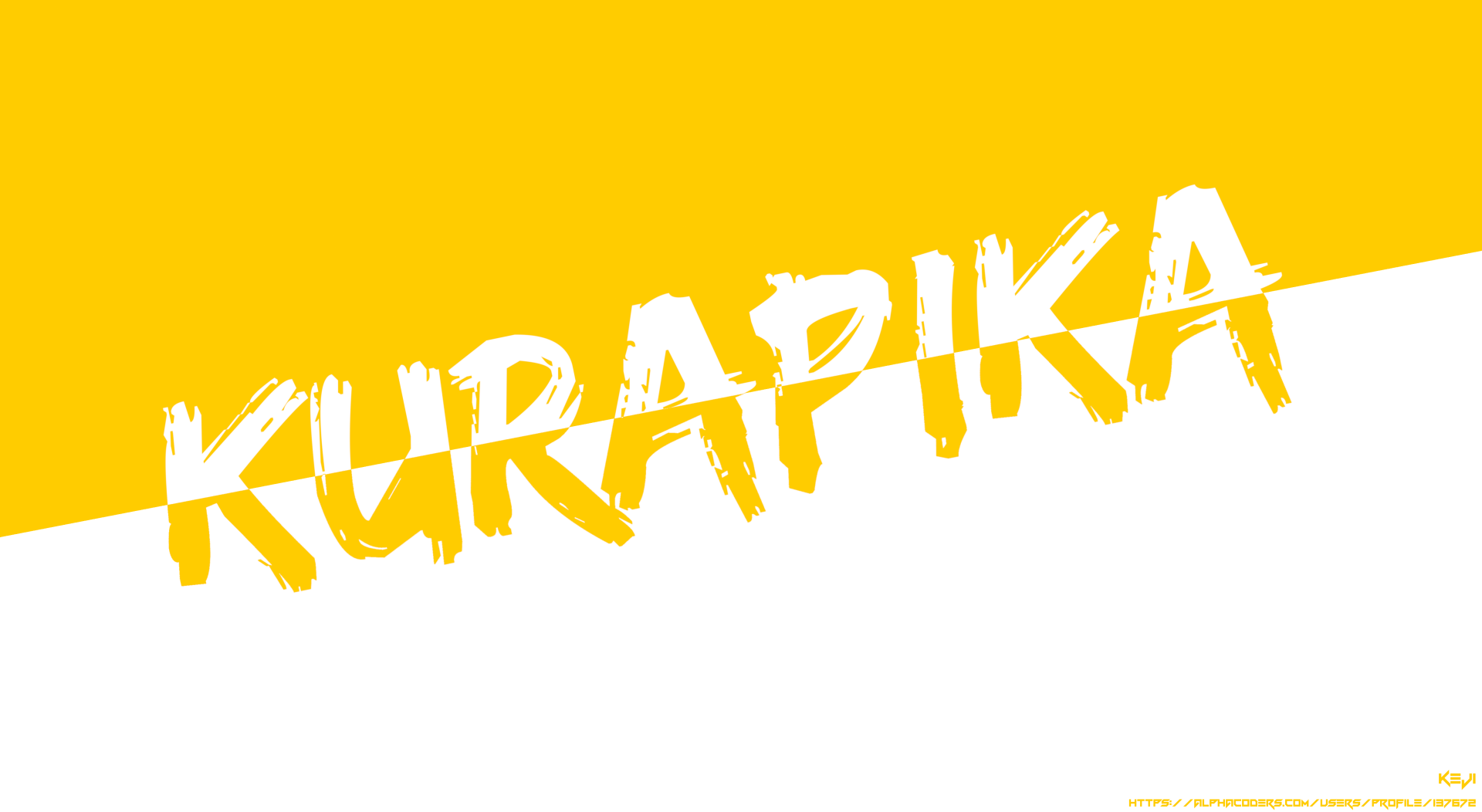 Bold yellow and white 4K Ultra HD desktop wallpaper featuring the name Kurapika from the anime Hunter × Hunter.
