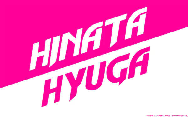 4K Ultra HD PC desktop wallpaper featuring Hinata Hyuga from the anime Naruto with bold pink stylized text on a bright pink background.