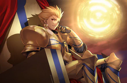 throne armor blonde red eyes Gilgamesh (Fate Series) Archer (Fate/Zero) Fate (Series) Anime Fate/Zero HD Desktop Wallpaper | Background Image