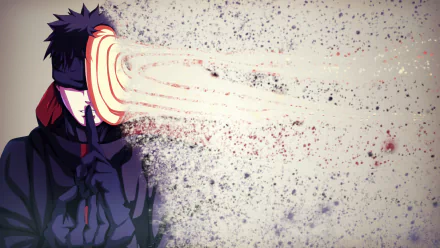 HD PC desktop wallpaper featuring Obito Uchiha from the anime Naruto, depicted with his signature mask and a dynamic, abstract background.
