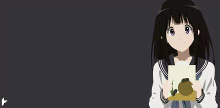Eru Chitanda from the anime Hyouka appears on the right side of this 4K Ultra HD PC desktop wallpaper, with a dark gray background on the left.