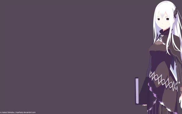Minimalist 4K Ultra HD PC wallpaper featuring Echidna from the anime Re:Zero - Starting Life in Another World, set against a simple, solid-colored background.