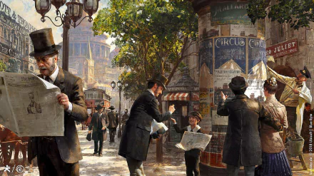newspaper people street video game Anno 1800 HD Desktop Wallpaper | Background Image