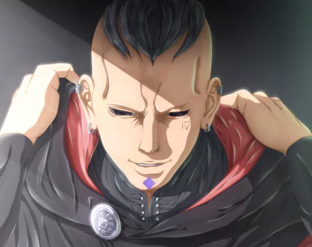 HD anime desktop wallpaper featuring Jigen from Boruto, showcasing his intense expression and detailed design in a dramatic close-up.