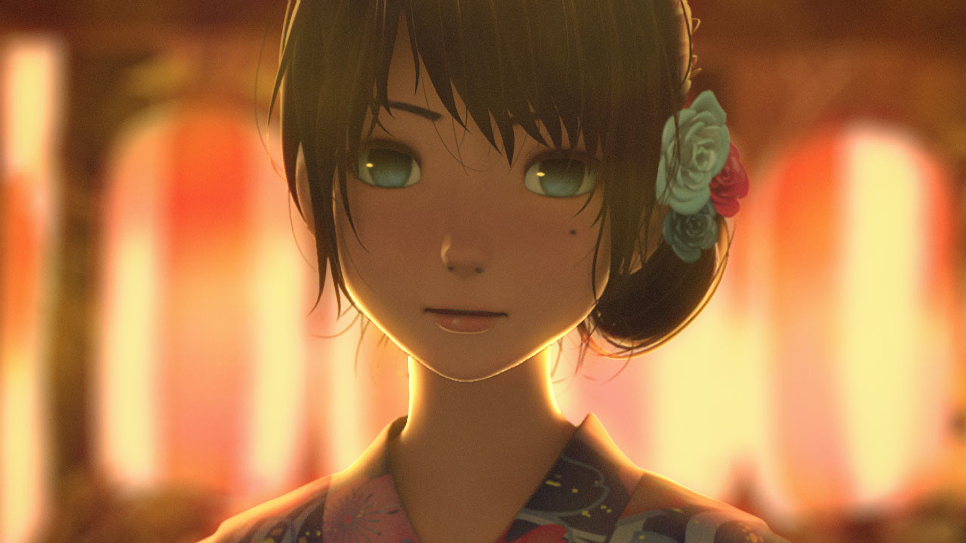 Anime Girl on Grass Animated Wallpaper