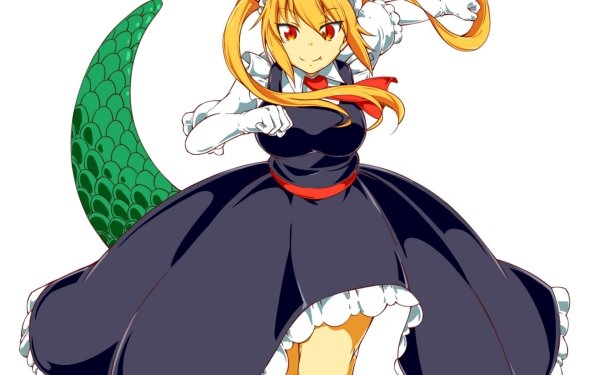 Anime Miss Kobayashi's Dragon Maid Tohru Dragon Horns Orange Hair Orange Eyes Maid Twinitails HD Wallpaper | Background Image
