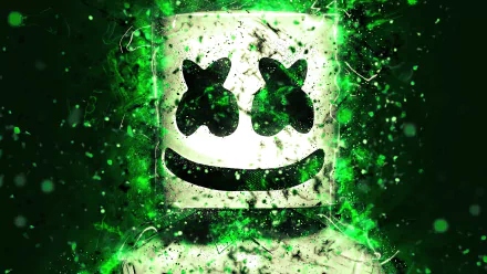 Marshmello, the famous DJ, performing live with vibrant lights in the background; high-definition wallpaper showcasing the excitement of his music.