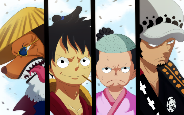 Anime One Piece Inuarashi Trafalgar Law Monkey D. Luffy Kozuki Momonosuke HD Wallpaper | Background Image