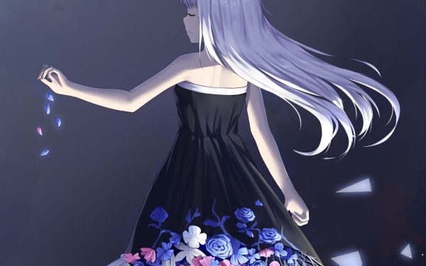 Anime Girl Petal White Hair HD Wallpaper | Background Image