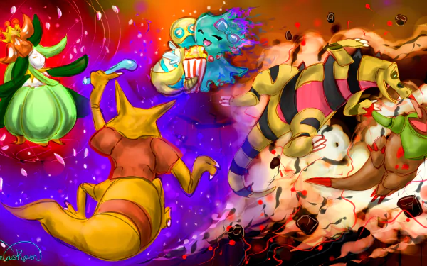 Fraxure (Pokémon) Krokorok (Pokémon) Misdreavus (Pokémon) Alakazam (Pokémon) Lilligant (Pokémon) Dunsparce (Pokemon) video game Pokemon HD Desktop Wallpaper | Background Image