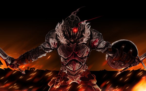 Anime Goblin Slayer Arma Espada Shield Armor Helmet Sangre Fondo de pantalla HD | Fondo de Escritorio