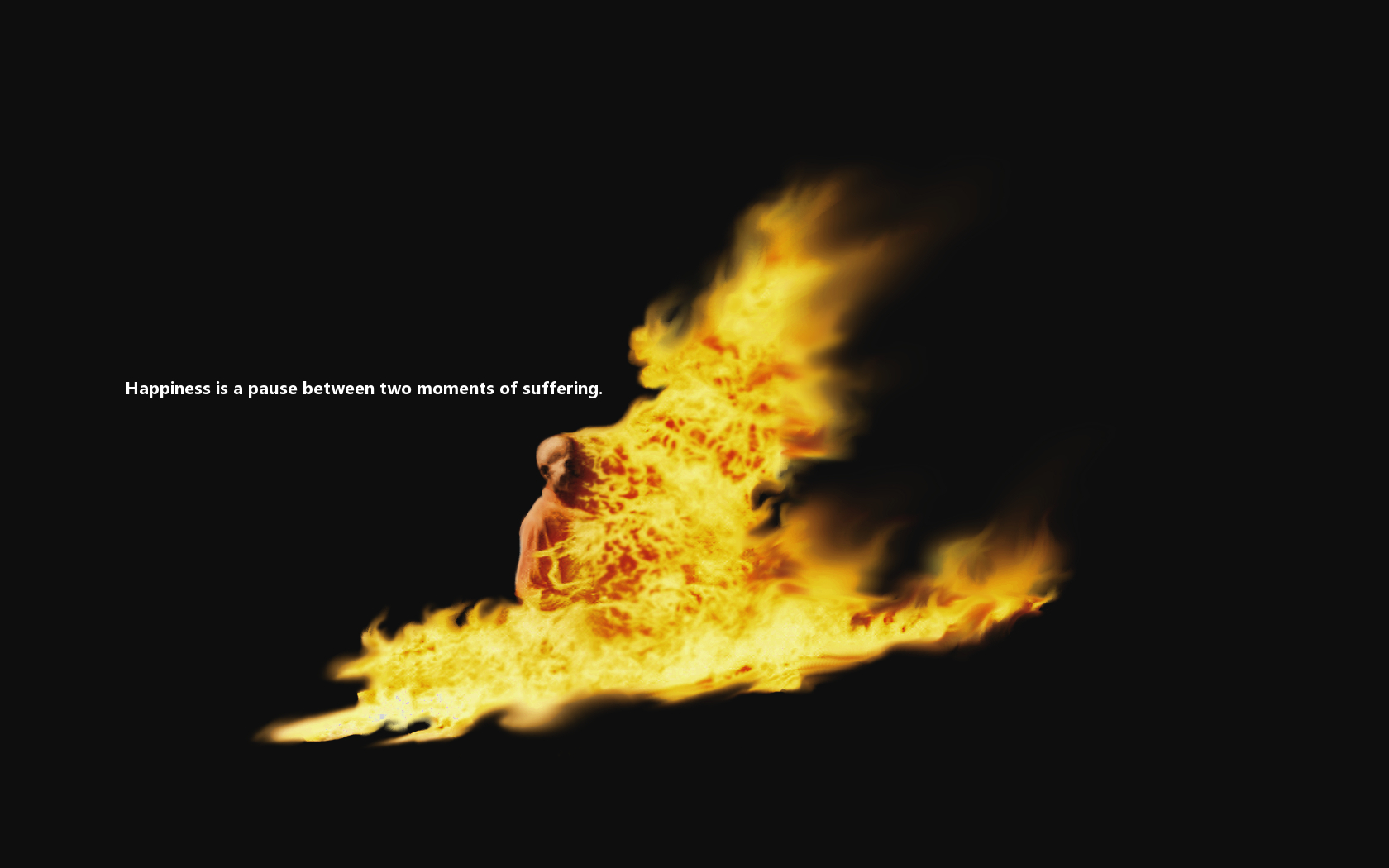 Burning Monk wallpaper - a strikingly powerful depiction of a Buddhist monk engulfed in flames