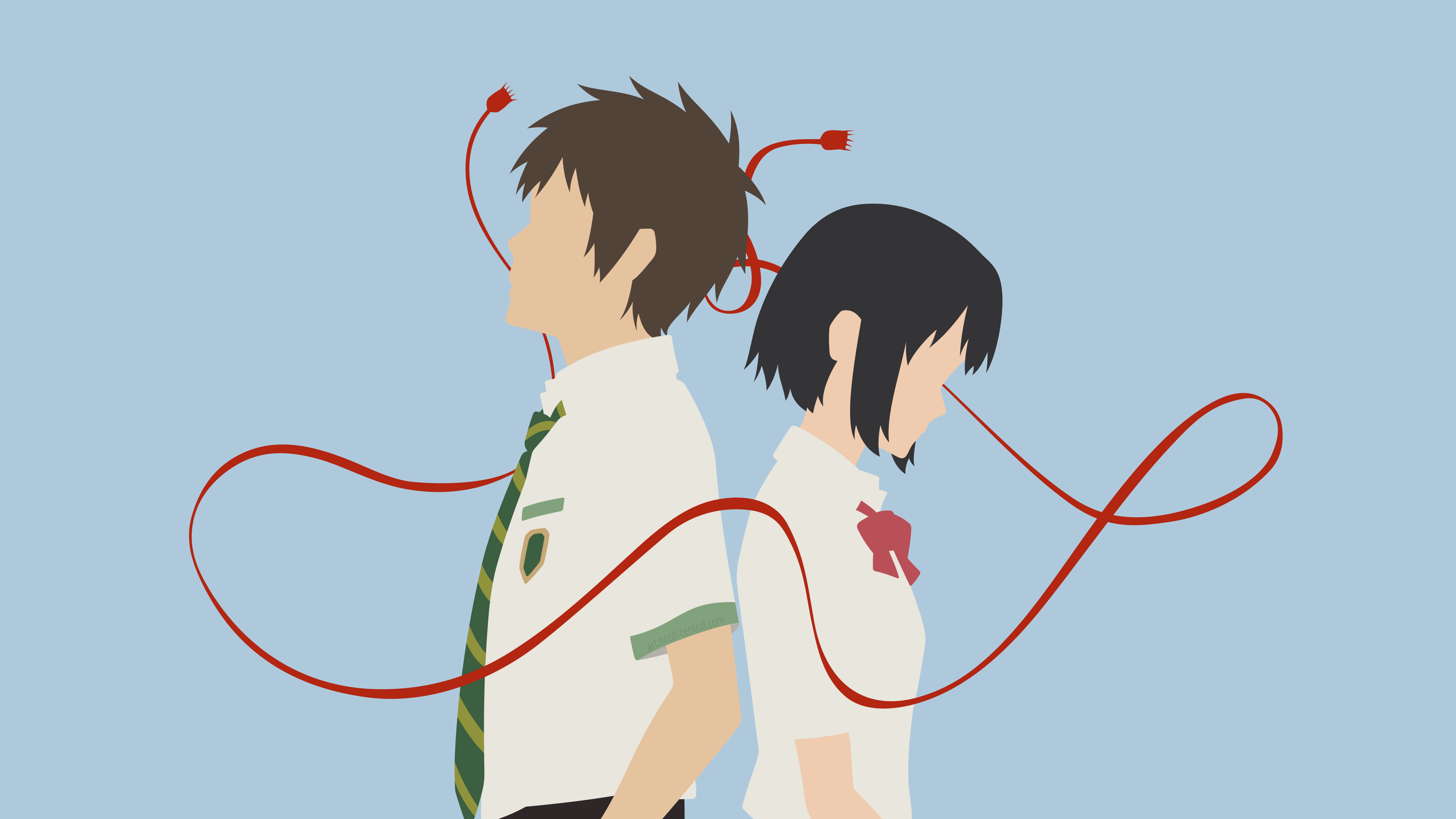 Your Name, a Hand-painted Illustration of the Popular Manga and Anime Film,  Characters Mitsuha and Taki - Etsy