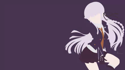 Minimalist HD PC desktop wallpaper featuring Kyōko Kirigiri from the anime Danganronpa with a dark purple background and stylized silver hair.