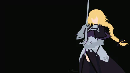 HD PC desktop wallpaper featuring Jeanne d'Arc from Fate/Grand Order in a minimalist anime style with a dark background.