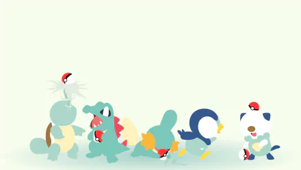Oshawott (Pokémon) Piplup (Pokémon) Mudkip (Pokémon) Totodile (Pokémon) Squirtle (Pokémon) Anime Pokemon HD Desktop Wallpaper | Background Image