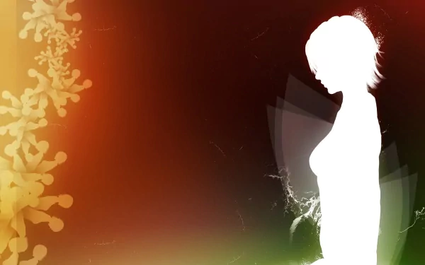 Artistic HD PC desktop wallpaper featuring a glowing white silhouette of a human figure against a warm, abstract background with floral accents.