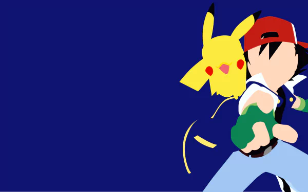 minimalist Pikachu Ash Ketchum Anime Pokemon minimalist anime HD Desktop Wallpaper | Background Image