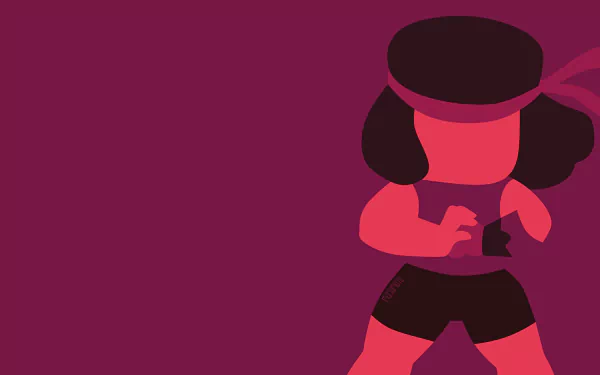 HD PC desktop wallpaper of Ruby (Steven Universe): stylized red figure with headband and clenched fist against a solid maroon background.