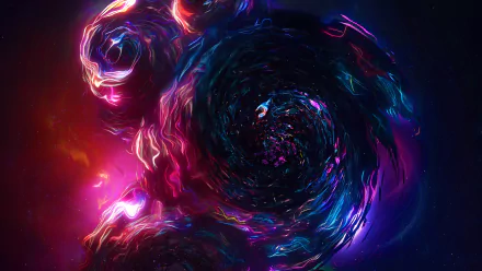 HD artistic space-themed desktop wallpaper featuring vibrant, swirling cosmic patterns in rich shades of pink, blue, and purple.