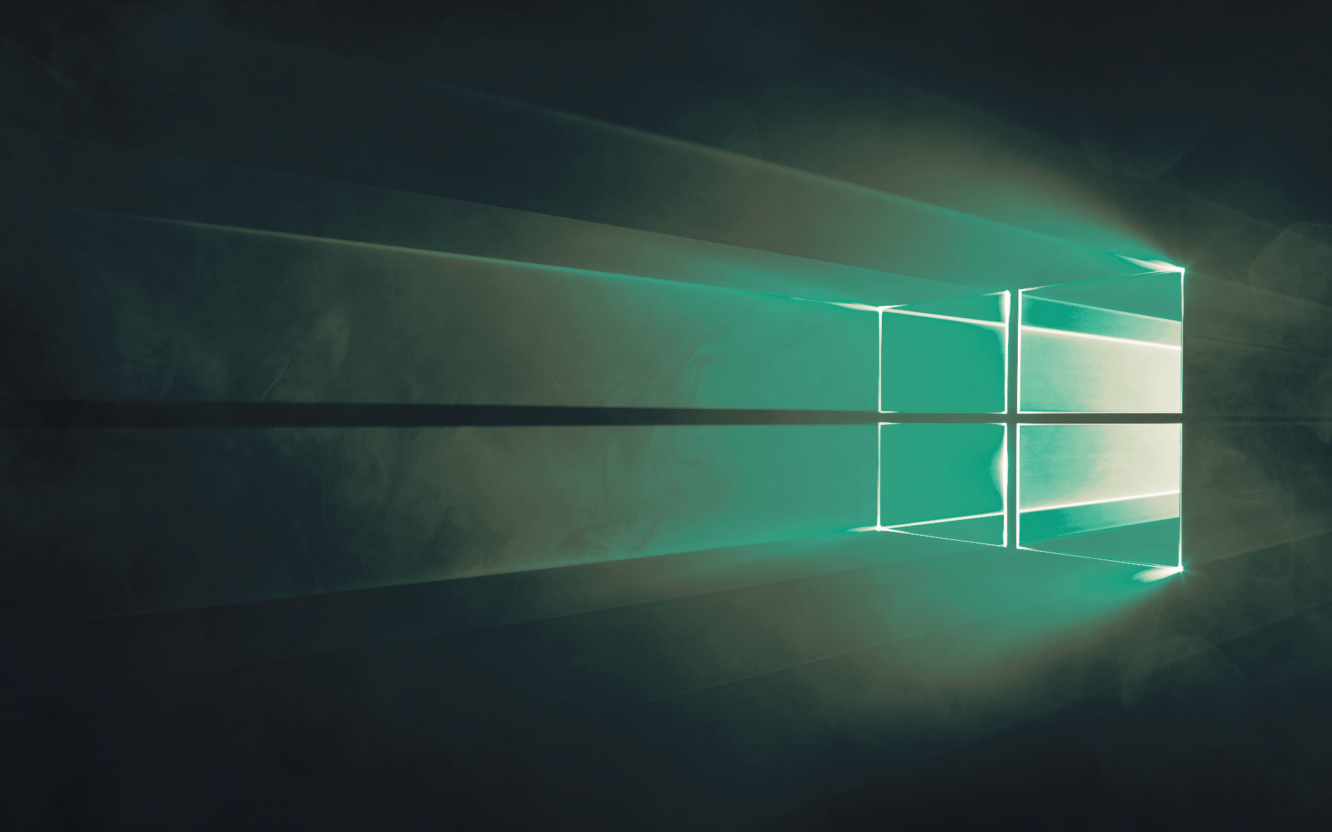 HD PC desktop wallpaper featuring a glowing Windows logo emitting light beams against a dark, tech-inspired background.