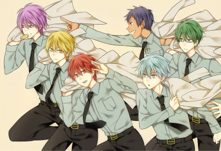 Atsushi Murasakibara Shintarō Midorima Tetsuya Kuroko Ryōta Kise Daiki Aomine Seijūrō Akashi Anime Kuroko's Basketball HD Desktop Wallpaper | Background Image