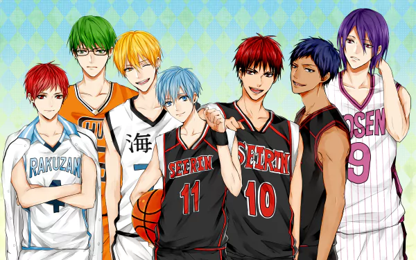 Atsushi Murasakibara Shintarō Midorima Tetsuya Kuroko Ryōta Kise Taiga Kagami Daiki Aomine Seijūrō Akashi Anime Kuroko's Basketball HD Desktop Wallpaper | Background Image