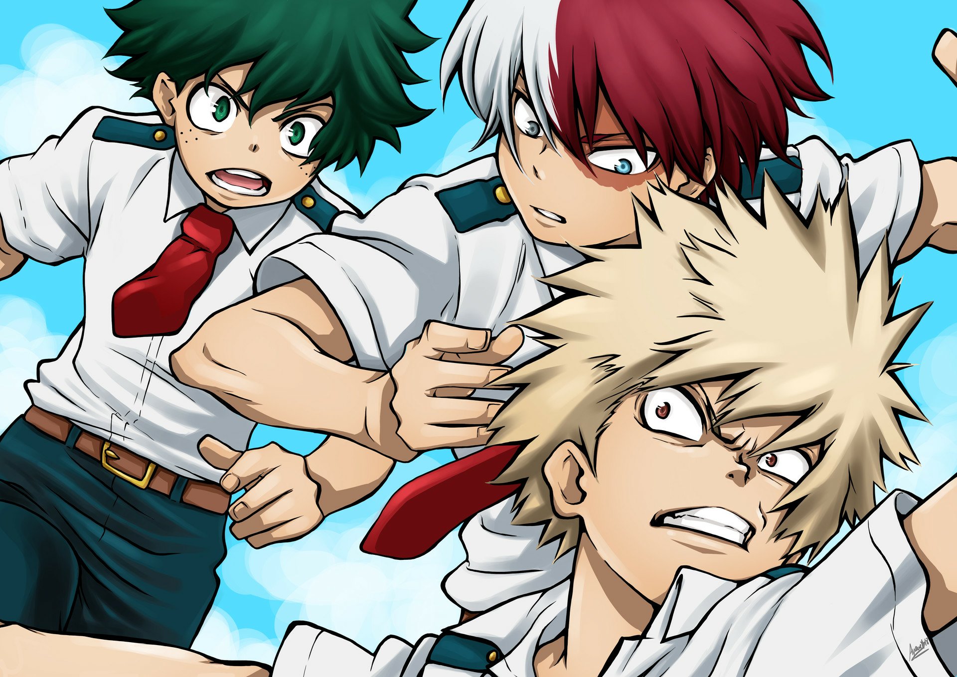 Download Izuku Midoriya Katsuki Bakugou Shoto Todoroki Anime My Hero  Academia HD Wallpaper by Maria Rosa Cañadell