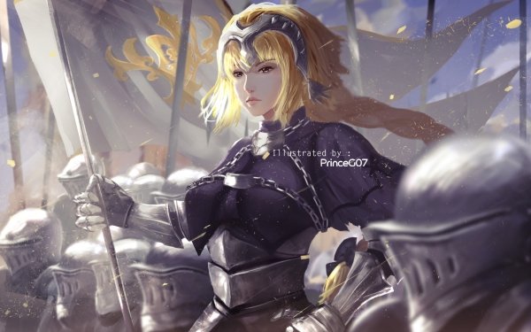 Anime Fate/Grand Order Fate Series Jeanne d'Arc Ruler Headpiece Blonde Flag Braid Armor Helmet Long Hair Fate Chain HD Wallpaper | Background Image