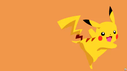 Bright 4K Ultra HD anime wallpaper featuring Pikachu from Pokémon on an orange background, designed for PC desktops.