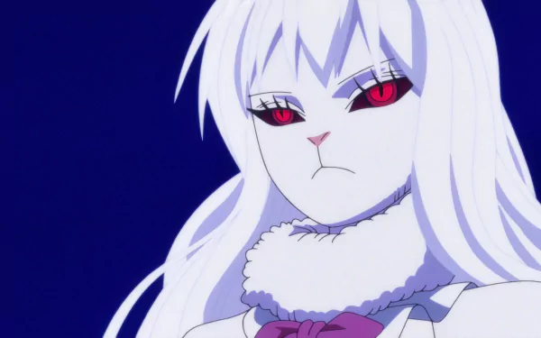 HD anime wallpaper featuring Carrot from One Piece with striking red eyes and white hair against a dark blue background.