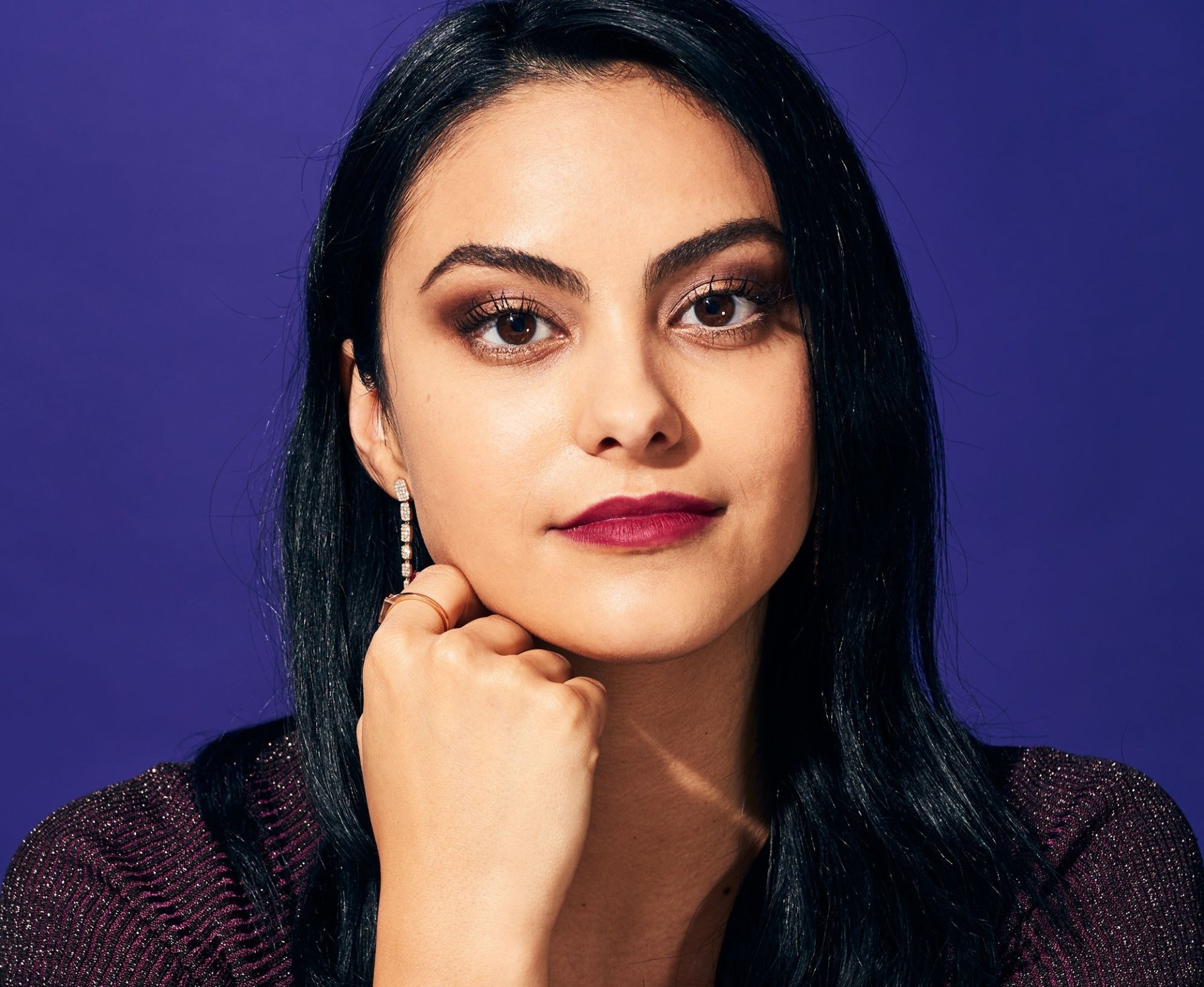 Download Lipstick Face Brown Eyes Black Hair American Actress Celebrity Camila Mendes HD Wallpaper