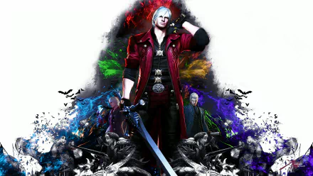 HD PC desktop wallpaper featuring Dante from Devil May Cry 4, showcasing vibrant colors and dynamic video game artwork.
