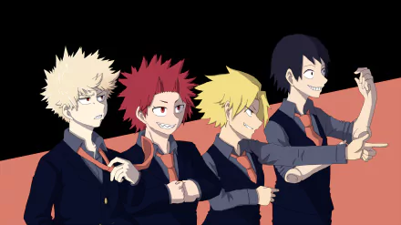 Denki Kaminari Eijiro Kirishima Hanta Sero Katsuki Bakugou Anime My Hero Academia HD Desktop Wallpaper | Background Image