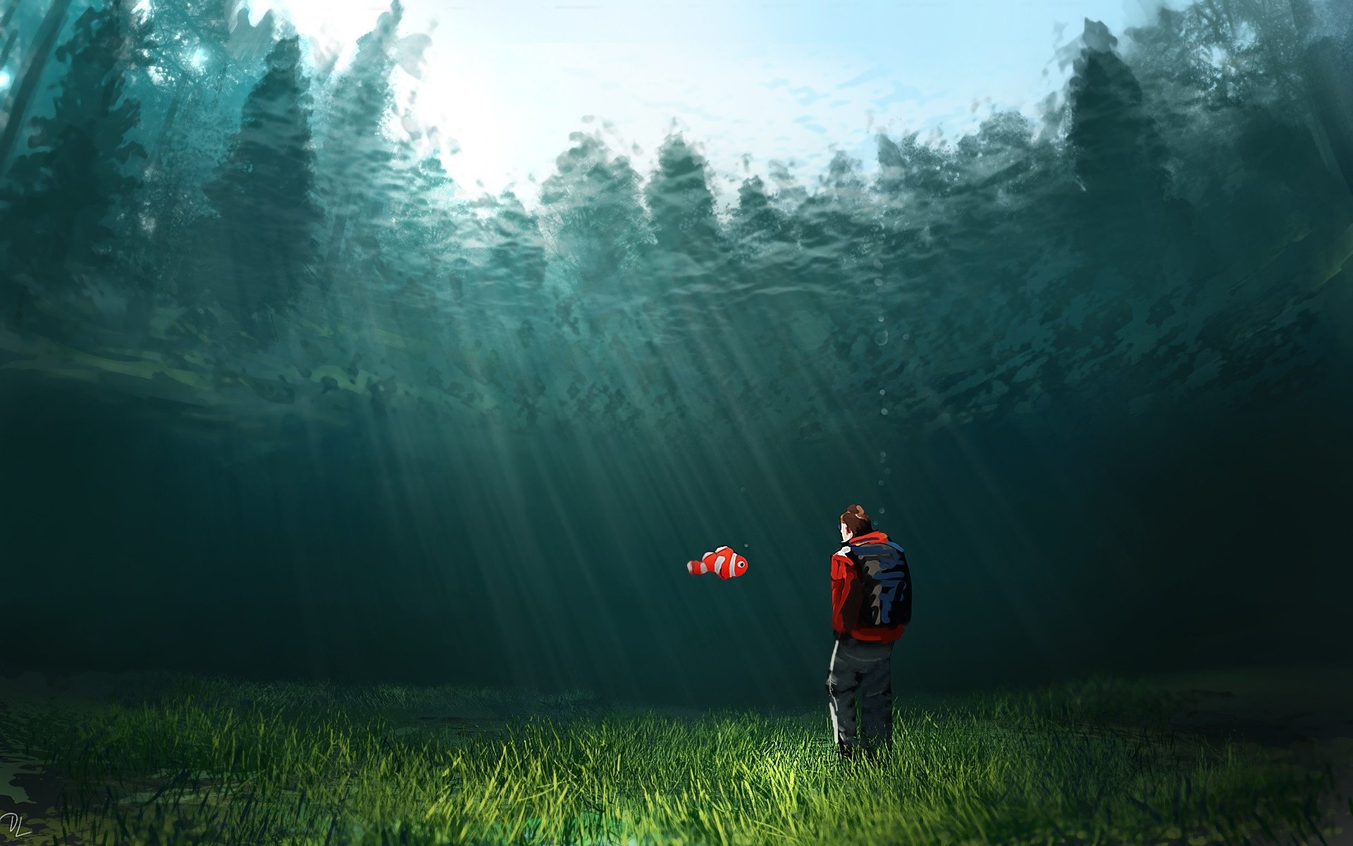 Download Fish Underwater Artistic Human HD Wallpaper by Denis Loebner