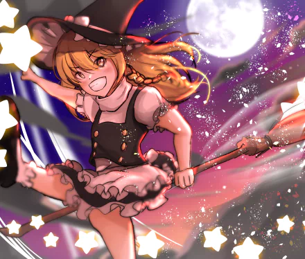 Marisa Kirisame Anime Touhou HD Desktop Wallpaper | Background Image