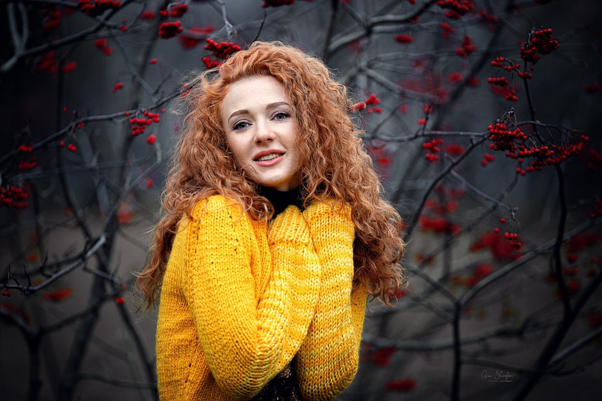 Download Long Hair Smile Redhead Woman Model HD Wallpaper by Anna Shuvalova