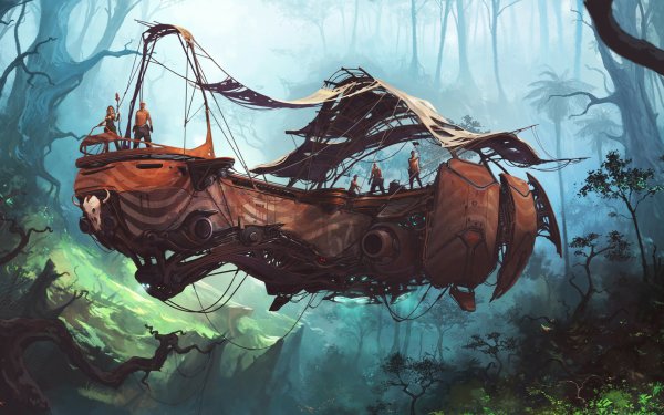 Fantasy Ship Futuristic Fog HD Wallpaper | Background Image