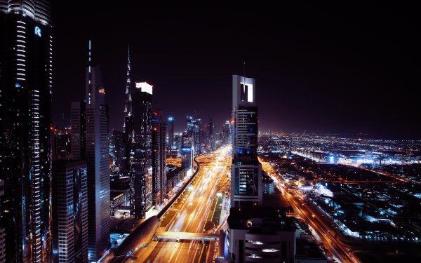 Man Made Dubai Cities United Arab Emirates Night City Cityscape Building Skyscraper HD Wallpaper | Background Image