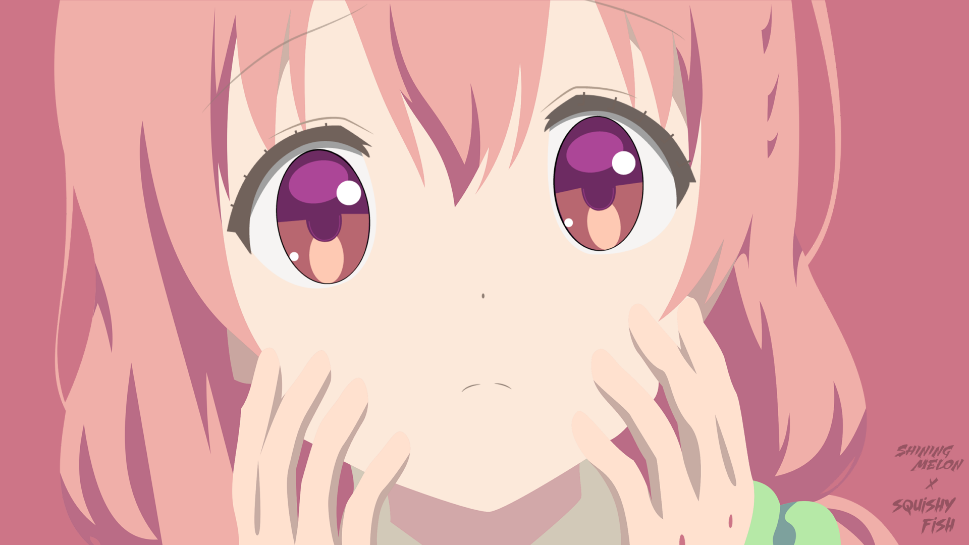 Close-up of Hinako Sakuragi (Hinako Note) — pink-haired, wide-eyed anime girl with hands to her cheeks; 2K Quad HD PC desktop wallpaper/background.