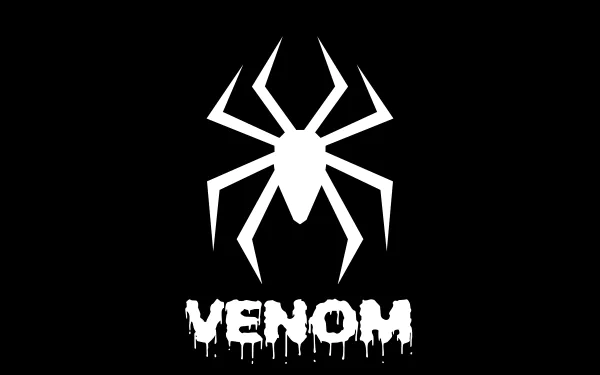 Black background with a white Venom spider symbol and dripping VENOM text, designed as an 8K Ultra HD PC desktop wallpaper and background.