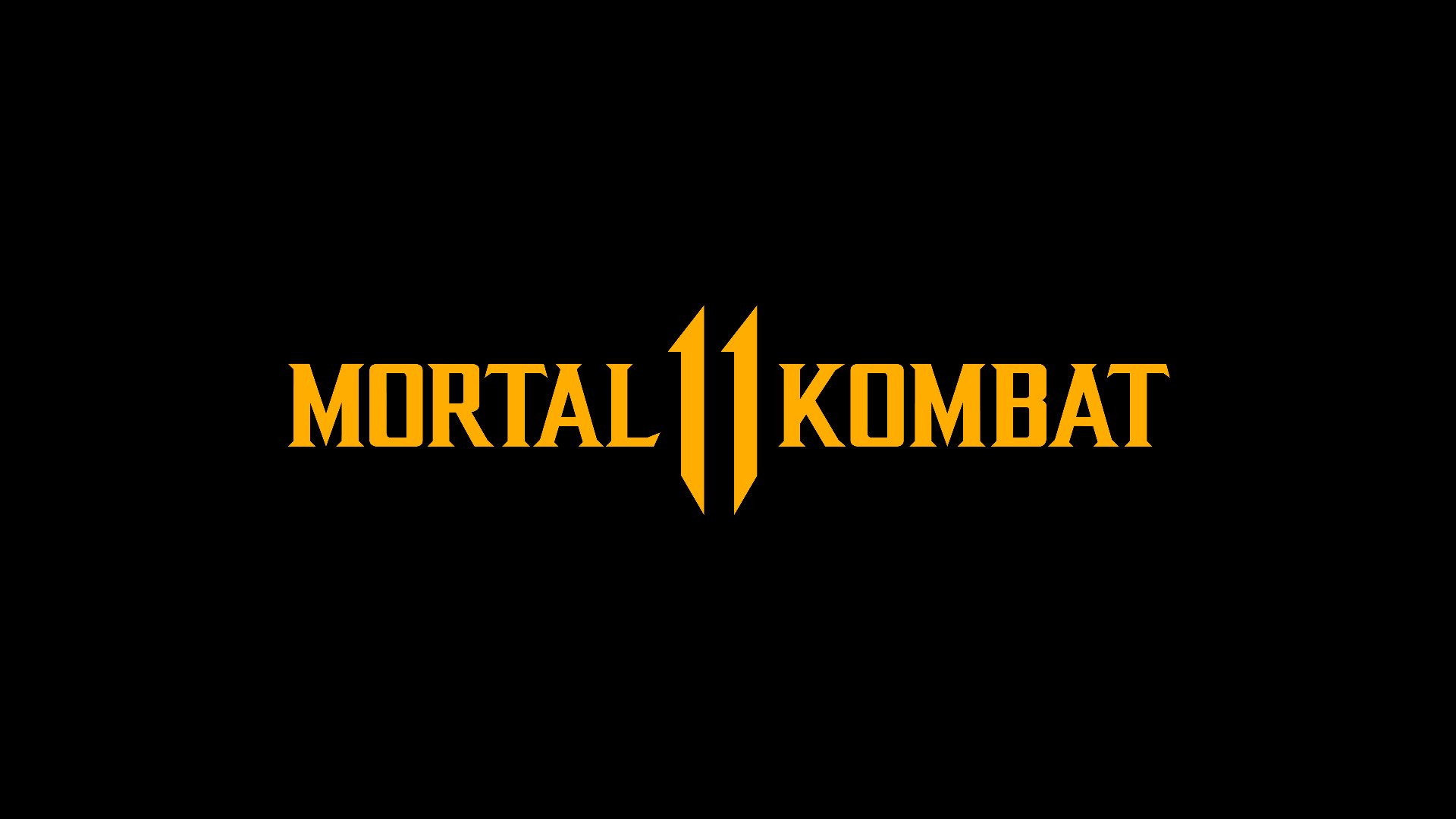 HD PC desktop wallpaper featuring the bold, orange Mortal Kombat 11 logo on a black background from the video game Mortal Kombat 11.